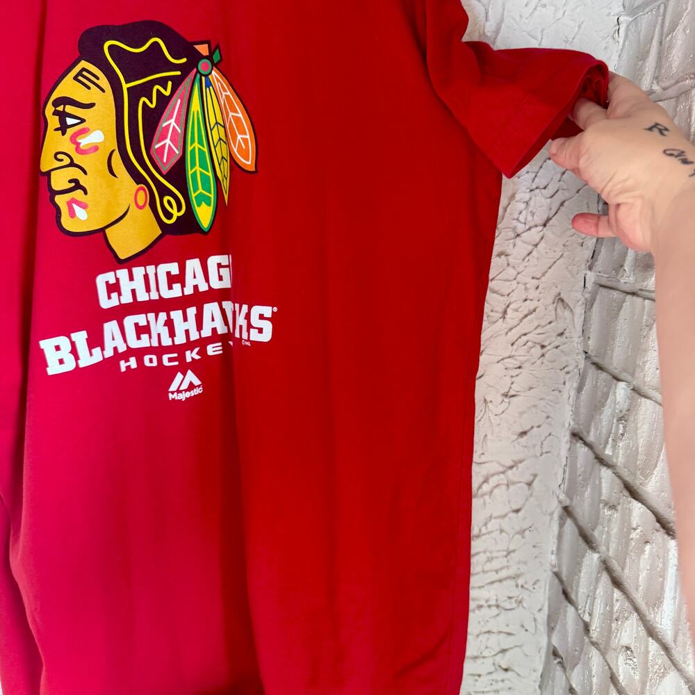 Chicago Blackhawks Majestic T-Shirt Mens 3XL Red NHL Hockey Graphic Tee - Picture 4 of 6